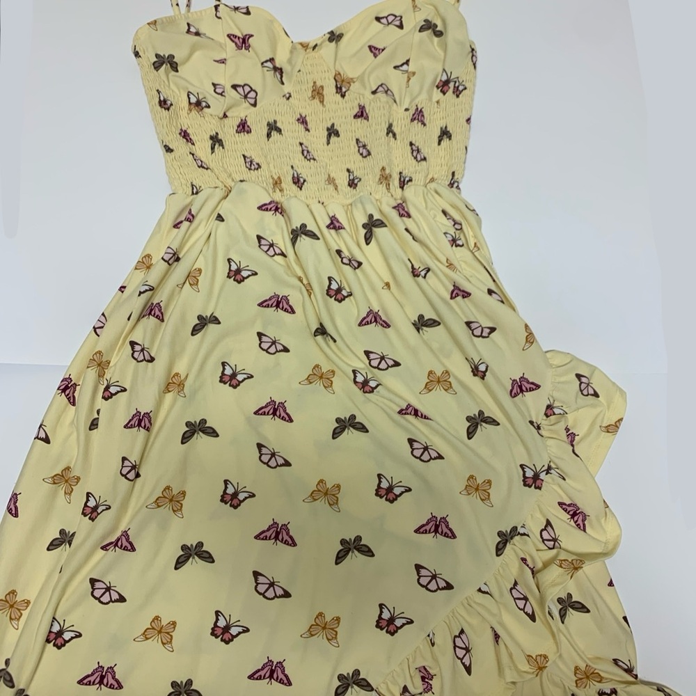 Light Yellow/Creme Butterfly Print Sundress